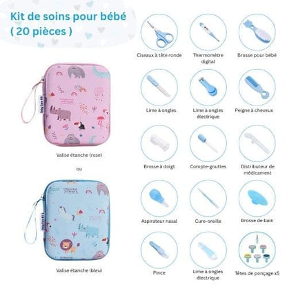 Trousse de toilette avec ensemble de 20 accessoires pour hygiène bébé