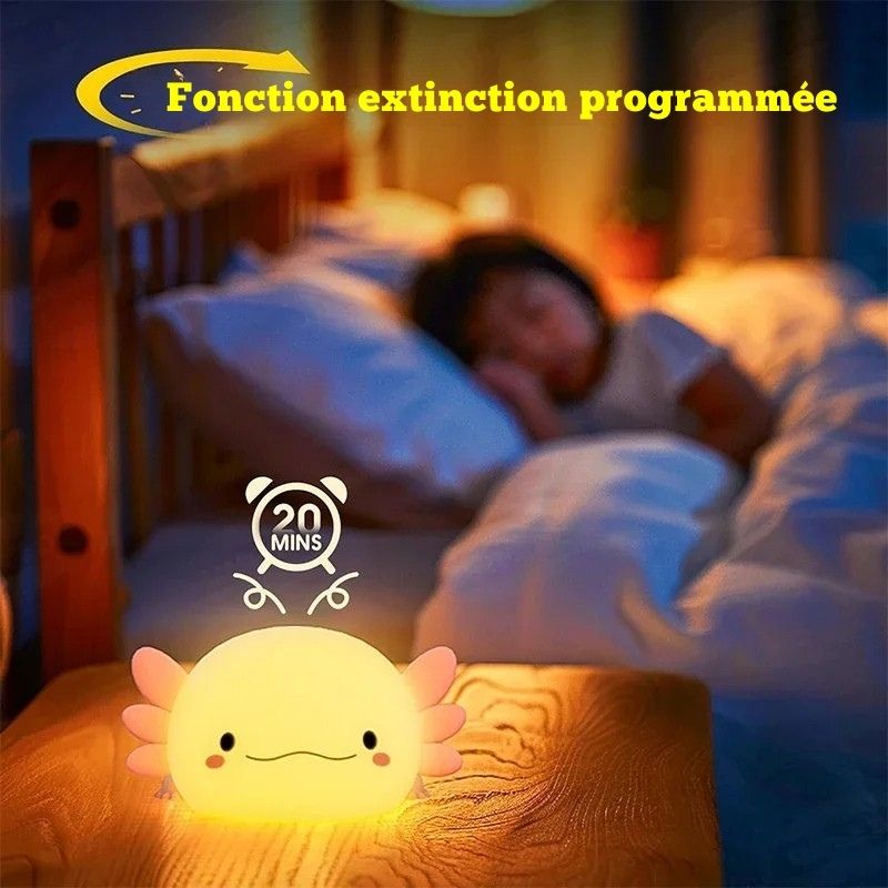 Veilleuse Axolotl tactile en silicone