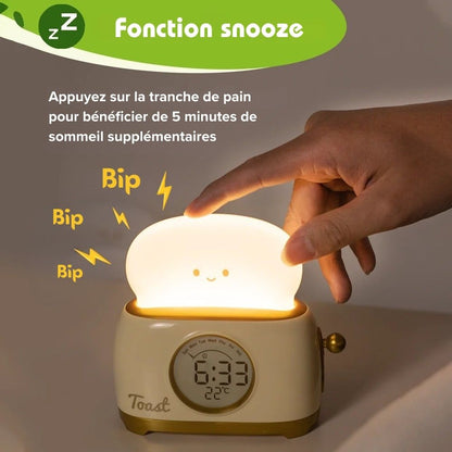 Veilleuse grille pain avec horloge numérique et alarme