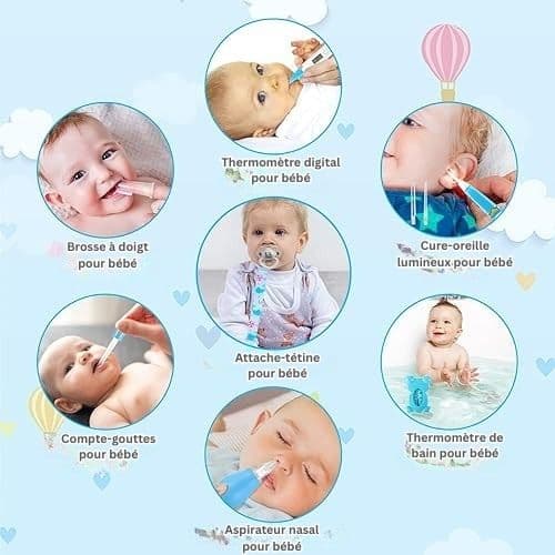 Trousse de toilette avec ensemble de 20 accessoires pour hygiène bébé