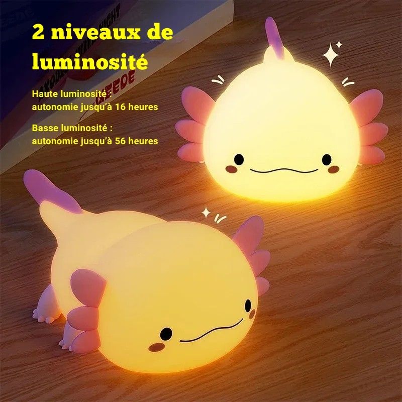 Veilleuse Axolotl tactile en silicone