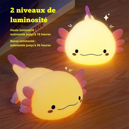 Veilleuse Axolotl tactile en silicone
