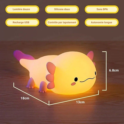 Veilleuse Axolotl tactile en silicone