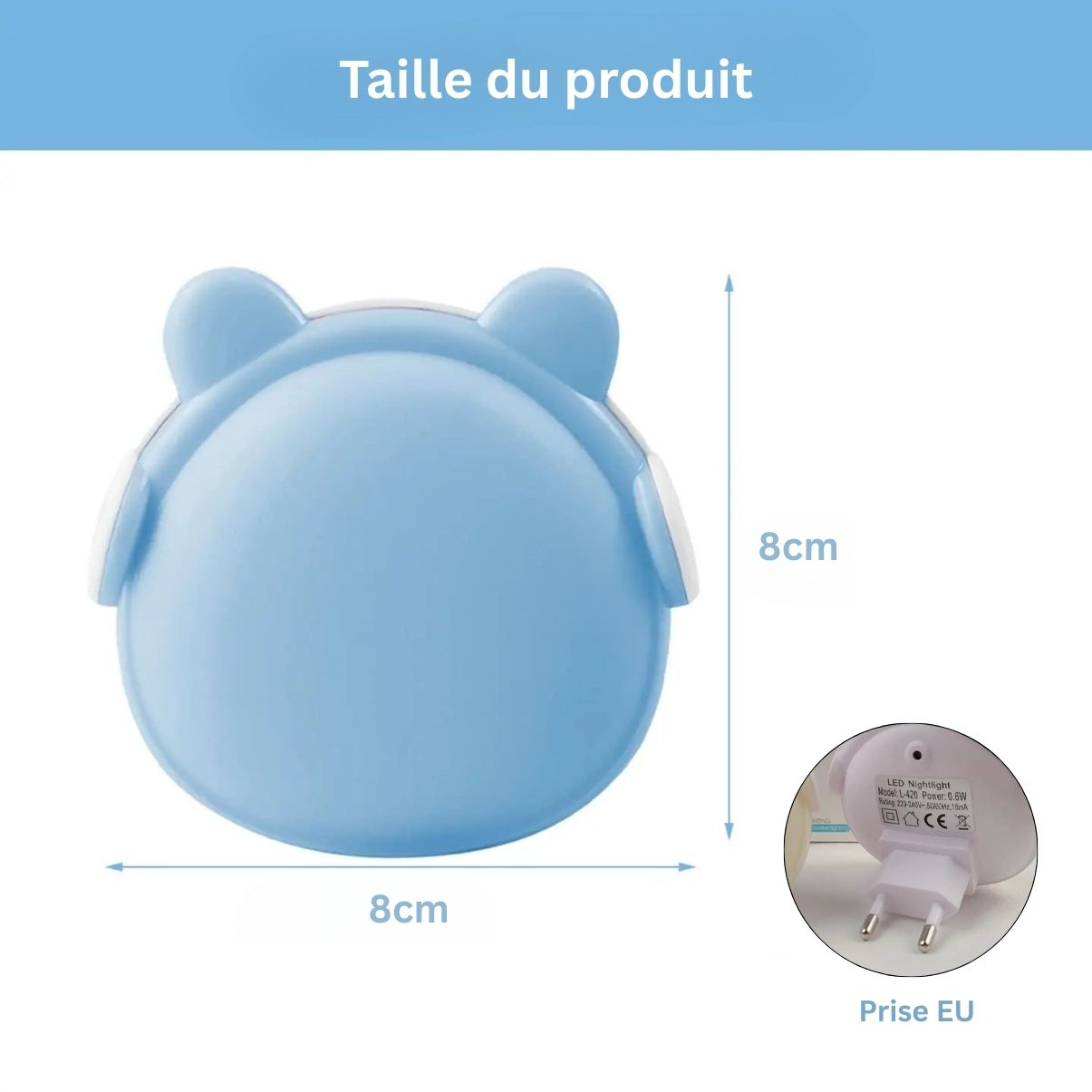 Lot de 2 veilleuses mignonnes en forme de tête d’ours