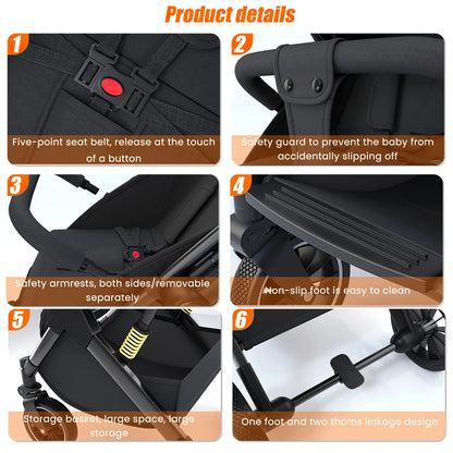 Poussette de bébé pliable à 4 roues