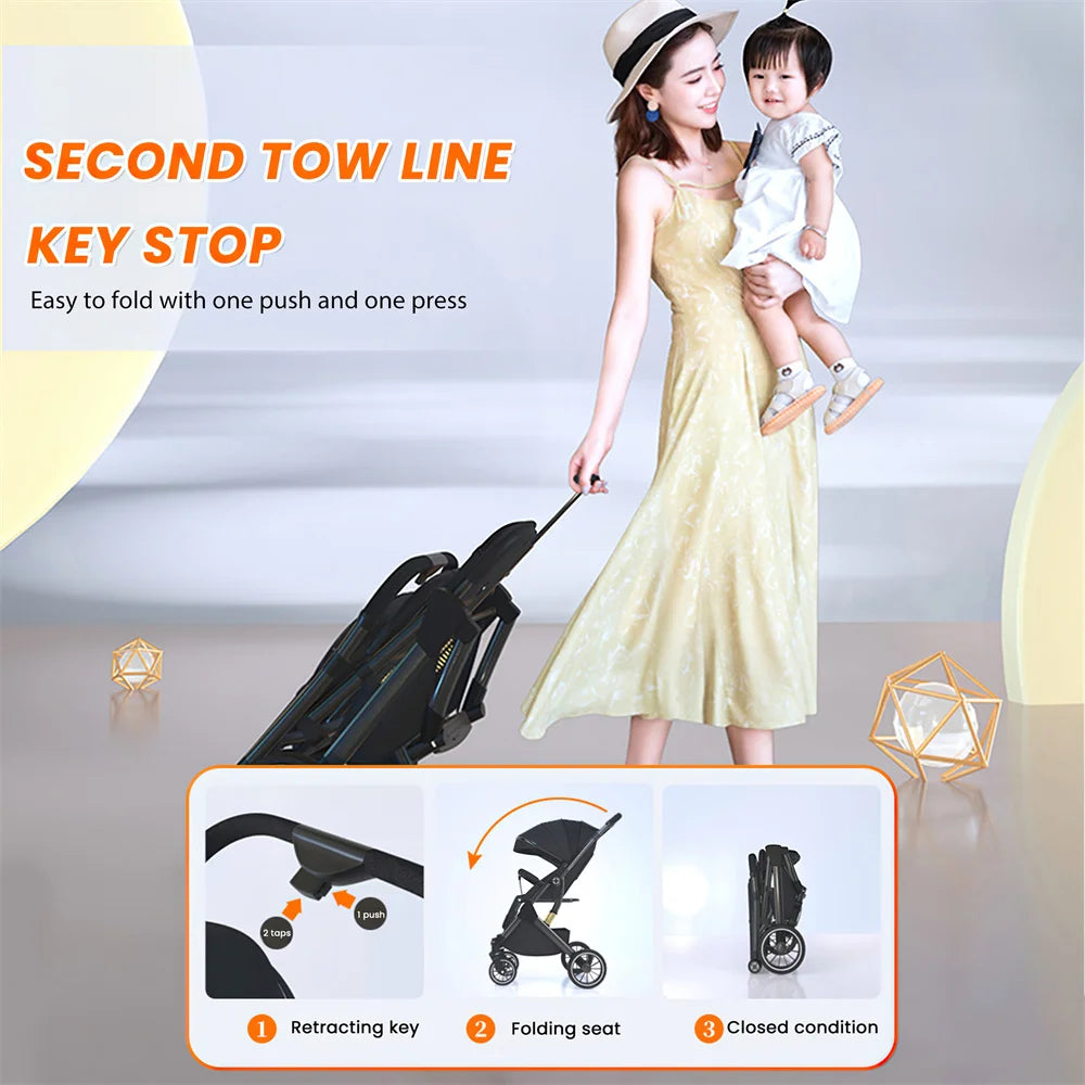 Poussette de bébé pliable à 4 roues