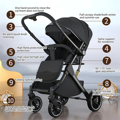 Poussette de bébé pliable à 4 roues
