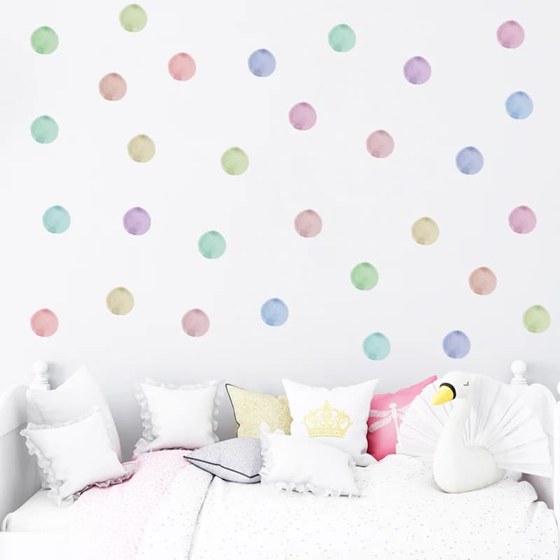 Autocollants muraux en point coloré pour chambre d’enfant
