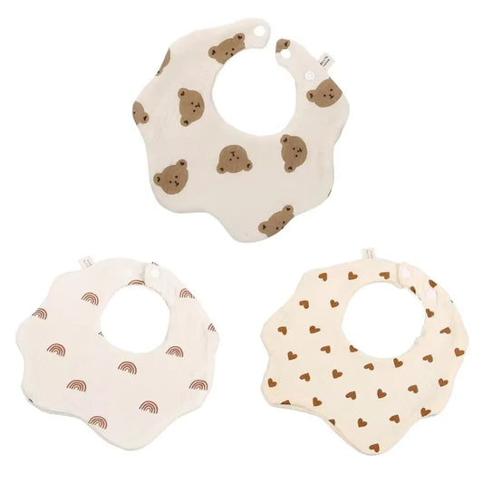 Bavoir en coton en forme de fleur pour bébé X3