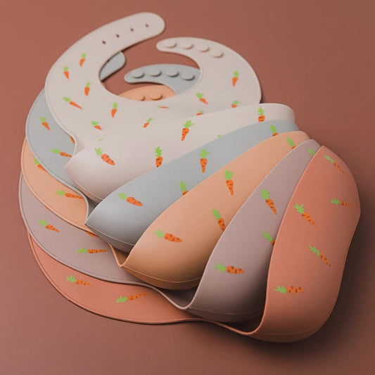 Bavoir en silicone imperméable avec imprimé de carottes pour bébé