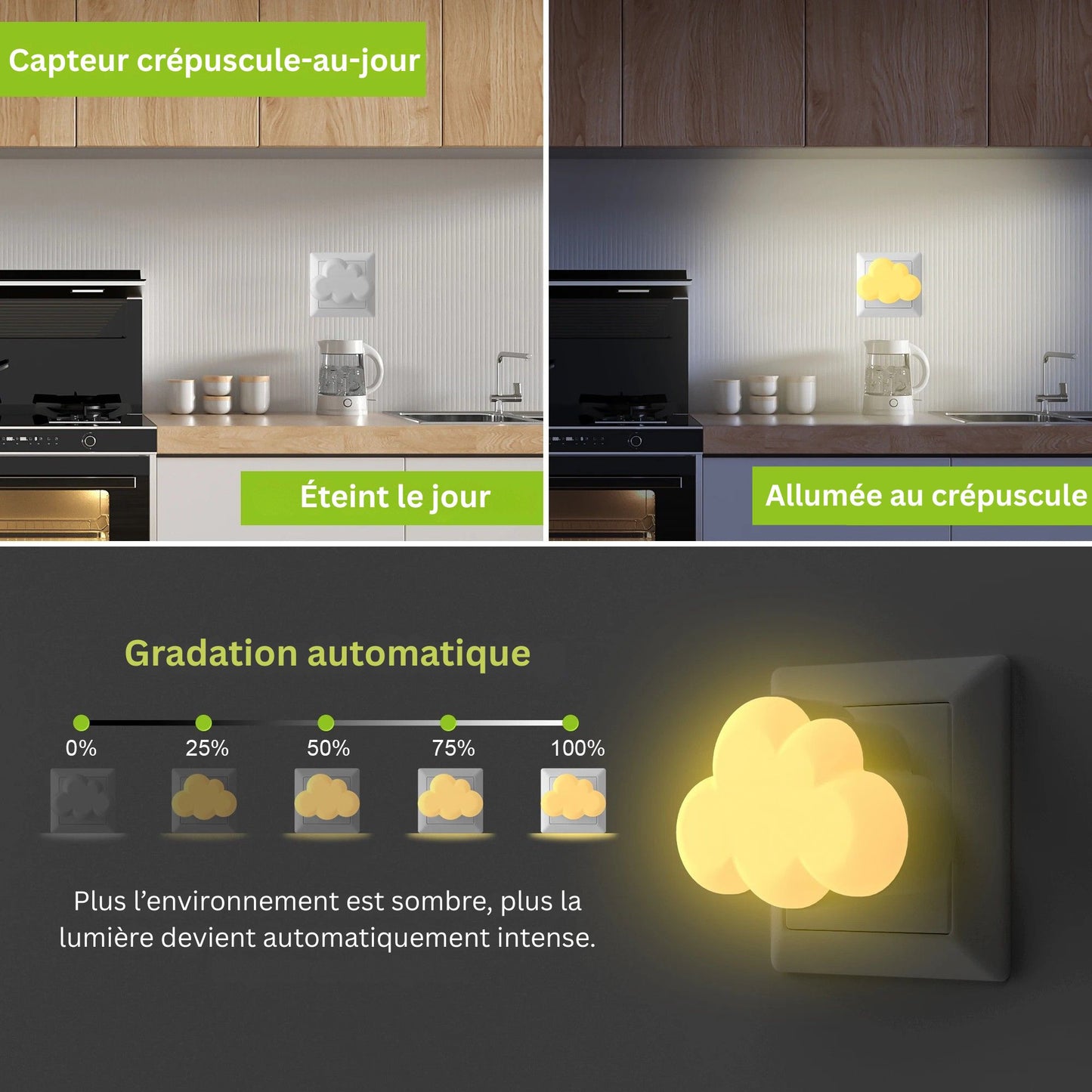 Veilleuse en forme de nuage pour chambre de bébé