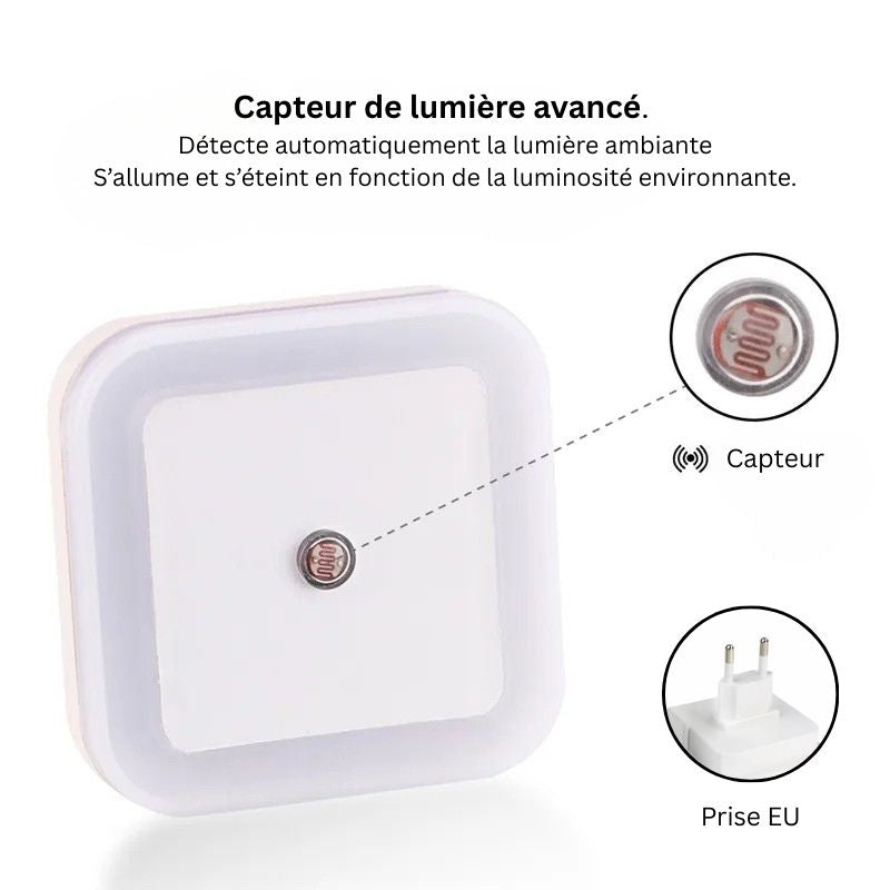 Mini lampe LED carrée avec capteur de lumière sans fil