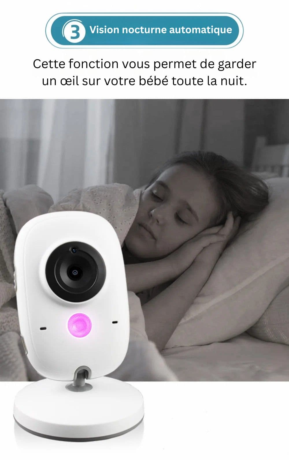 Babyphone vidéo sans fil avec écran couleur