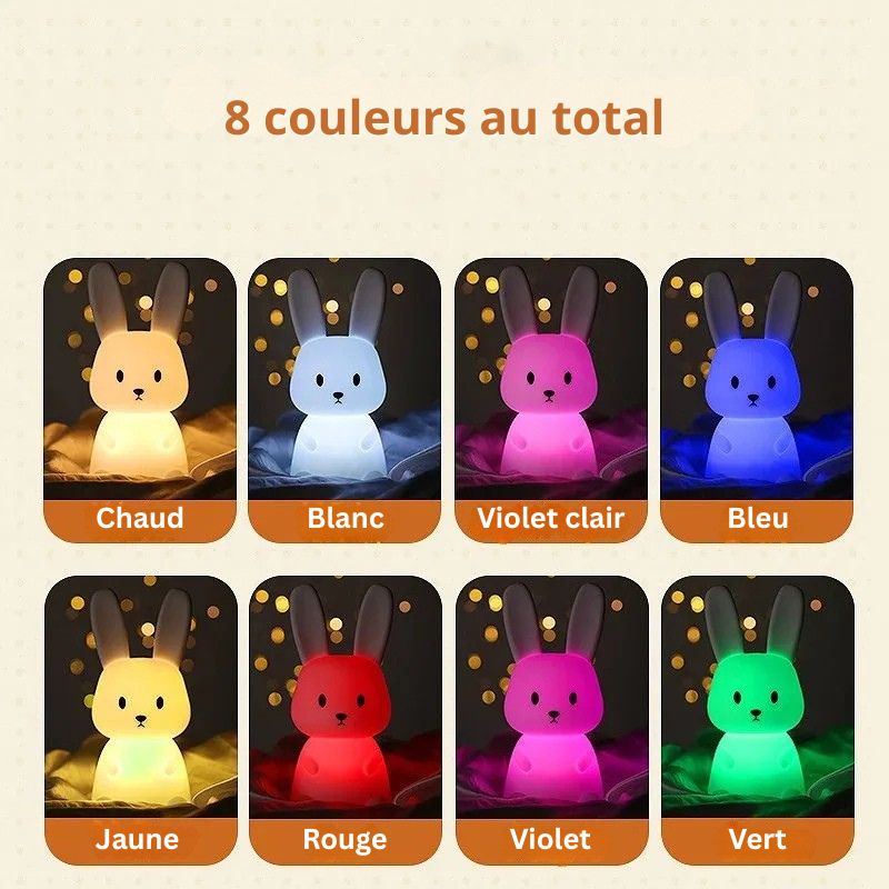 Veilleuse lapin en silicone aux couleurs changeantes