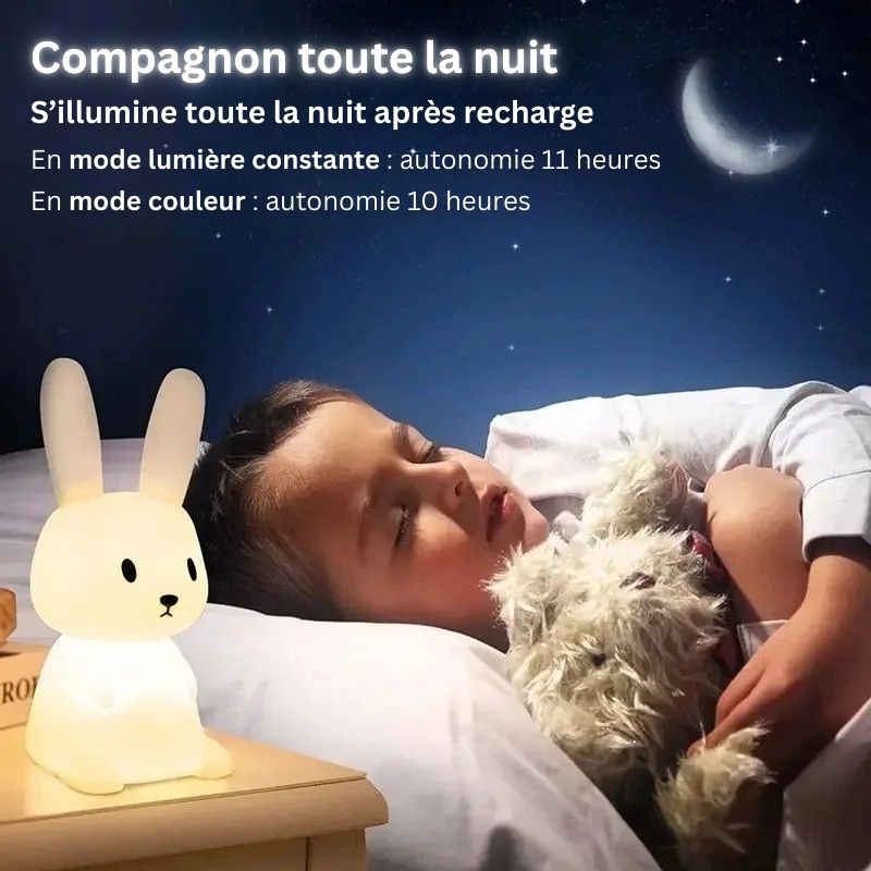 Veilleuse lapin en silicone aux couleurs changeantes