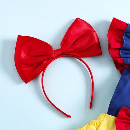 Déguisement bébé robe de Blanche Neige avec serre-tête gros nœud rouge