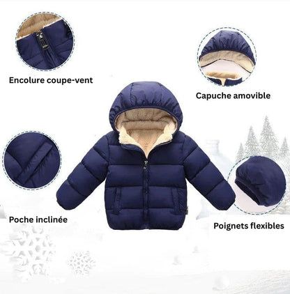 Doudoune bébé bleue foncée rembourrée avec velours intérieur