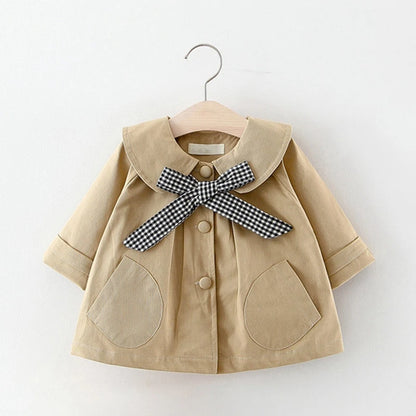 Manteau d’hiver avec nœud à carreau pour bébé