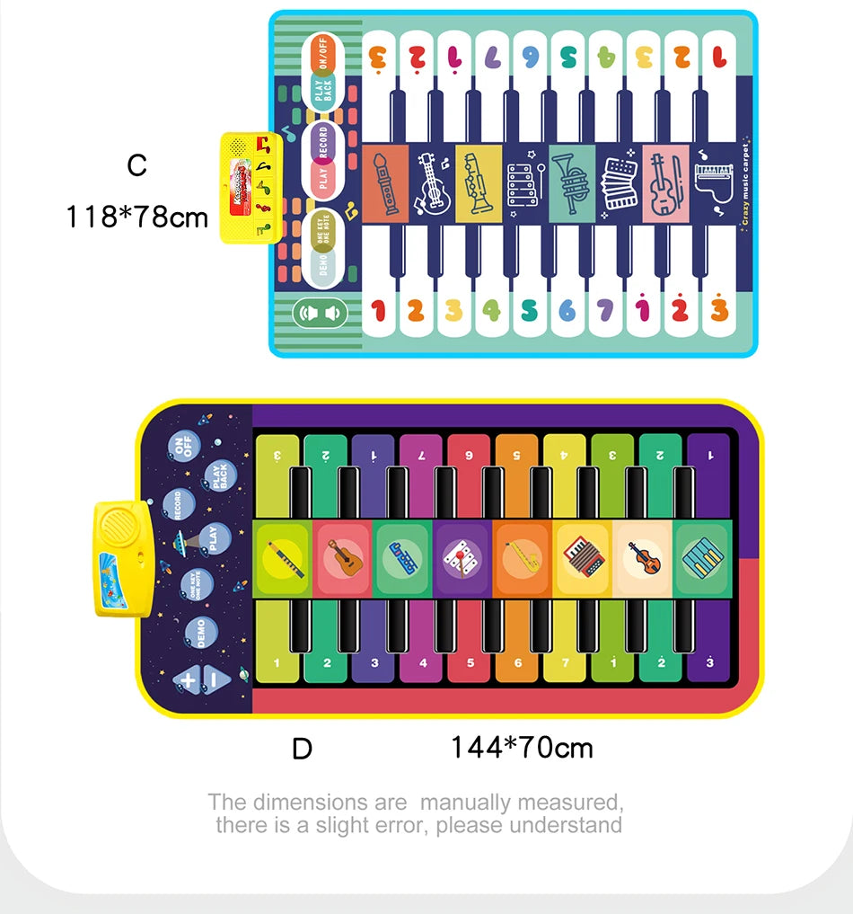 Tapis d’éveil musical multifonction bleu avec chiffres pour enfants