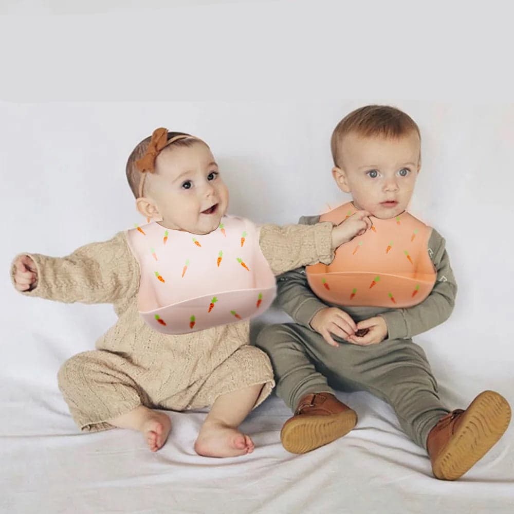 Bavoir en silicone imperméable avec imprimé de carottes pour bébé
