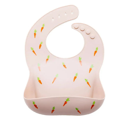 Bavoir en silicone imperméable avec imprimé de carottes pour bébé