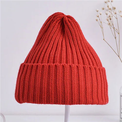 Bonnet tricoté côtelé pour bébés filles et garçons