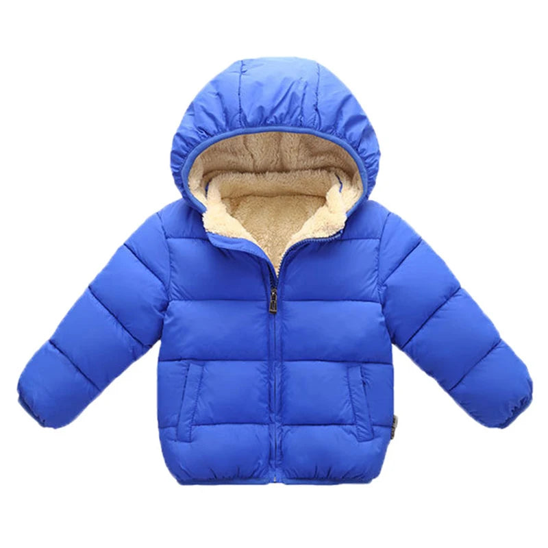 Doudoune bébé bleue foncée rembourrée avec velours intérieur