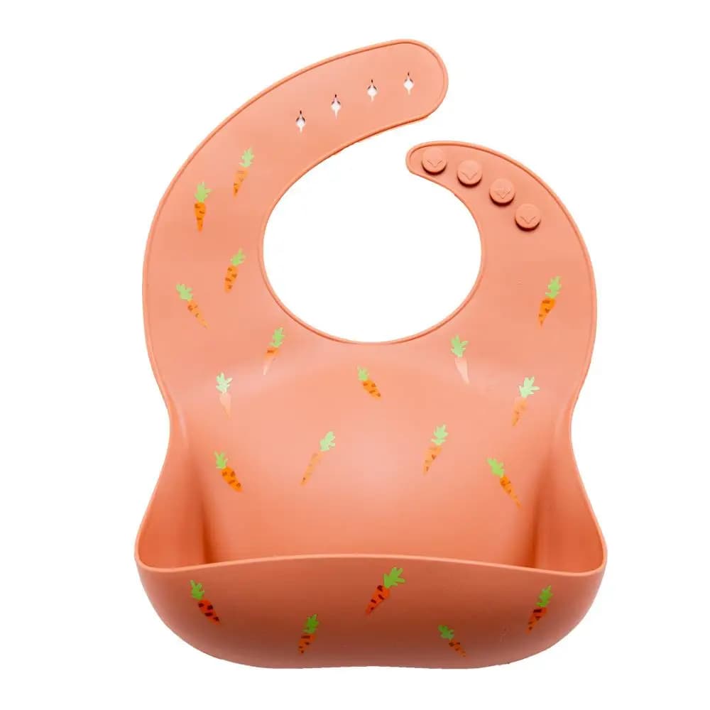 Bavoir en silicone imperméable avec imprimé de carottes pour bébé