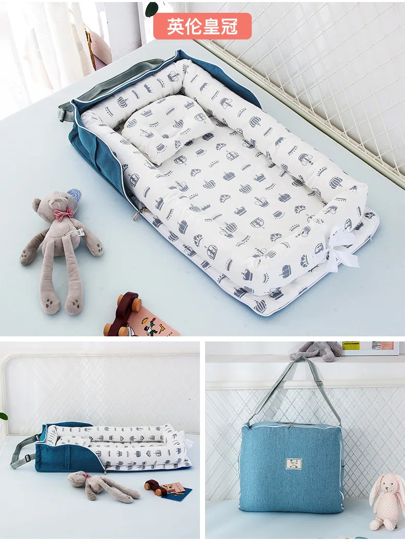 Réducteur de lit bébé pliable bleu