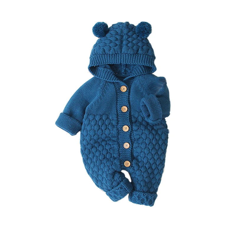 Combinaison tricotée capuche oreilles d’ours