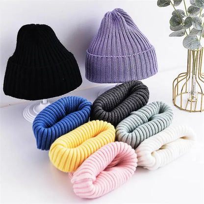 Bonnet tricoté côtelé pour bébés filles et garçons