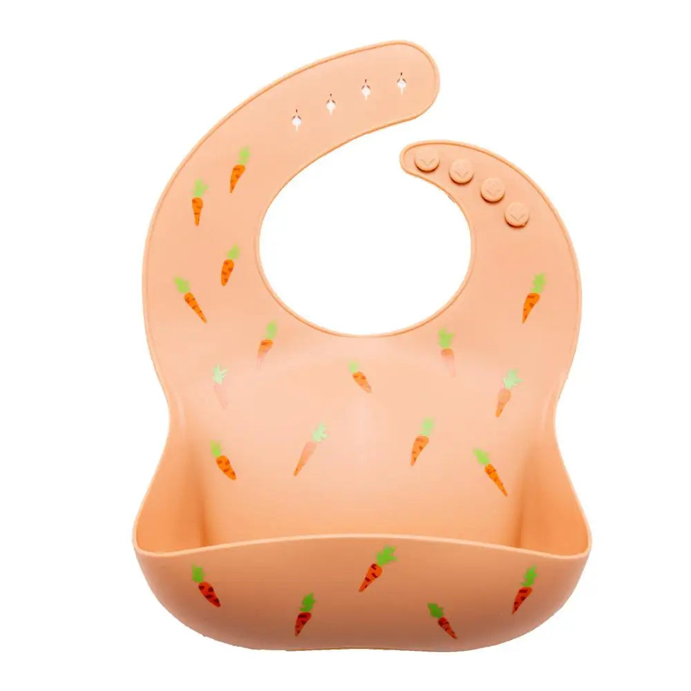 Bavoir en silicone imperméable avec imprimé de carottes pour bébé