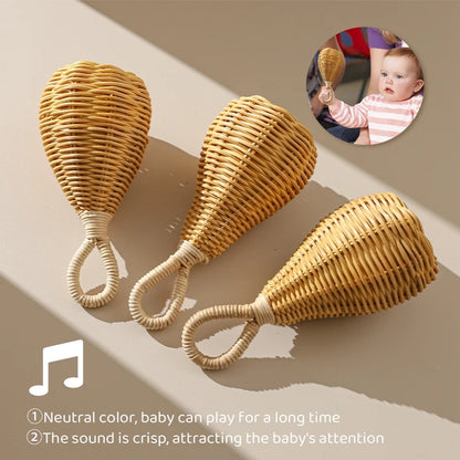 Hochet en bois avec anneau de dentition pour bébé