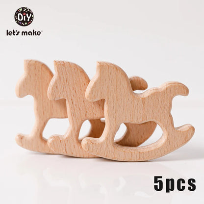 Hochet de dentition en bois de hêtre pour bébé