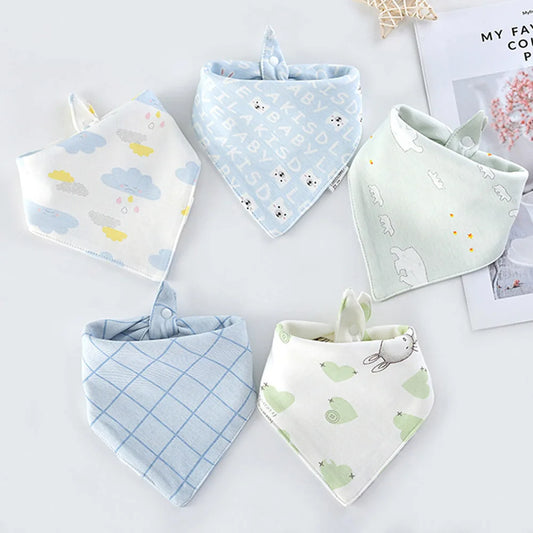 Bavoirs pour bébé en forme de triangle 100% coton X5