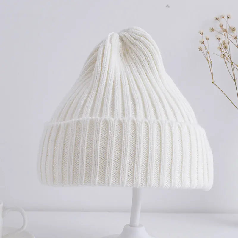 Bonnet tricoté côtelé pour bébés filles et garçons
