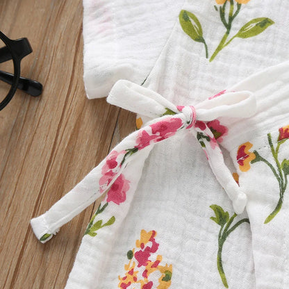 Tenue d’été style kimono imprimé floral pour bébé