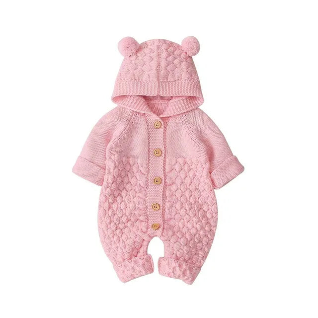 Combinaison tricotée capuche oreilles d’ours
