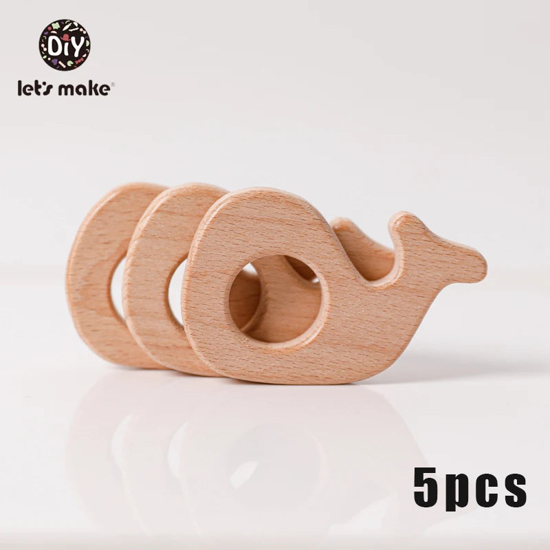 Hochet de dentition en bois de hêtre pour bébé