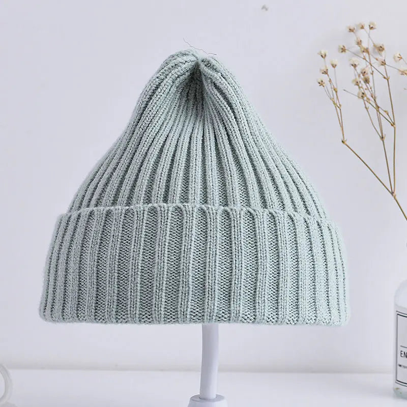 Bonnet tricoté côtelé pour bébés filles et garçons