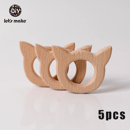 Hochet de dentition en bois de hêtre pour bébé