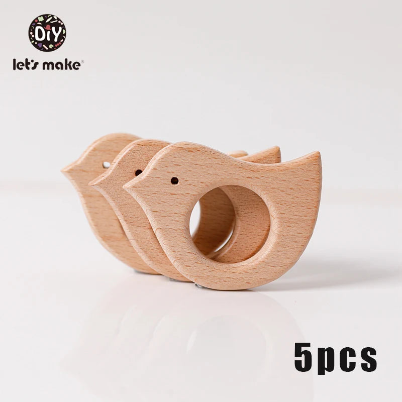 Hochet de dentition en bois de hêtre pour bébé