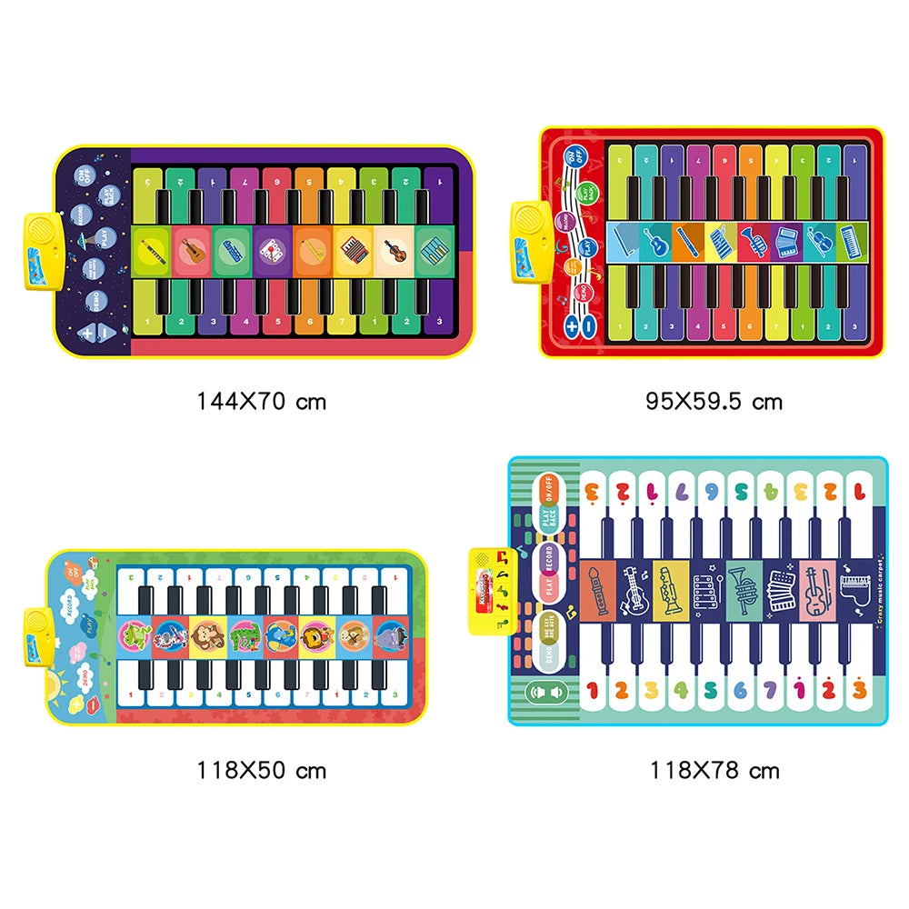 Tapis d’éveil musical multifonction bleu avec chiffres pour enfants