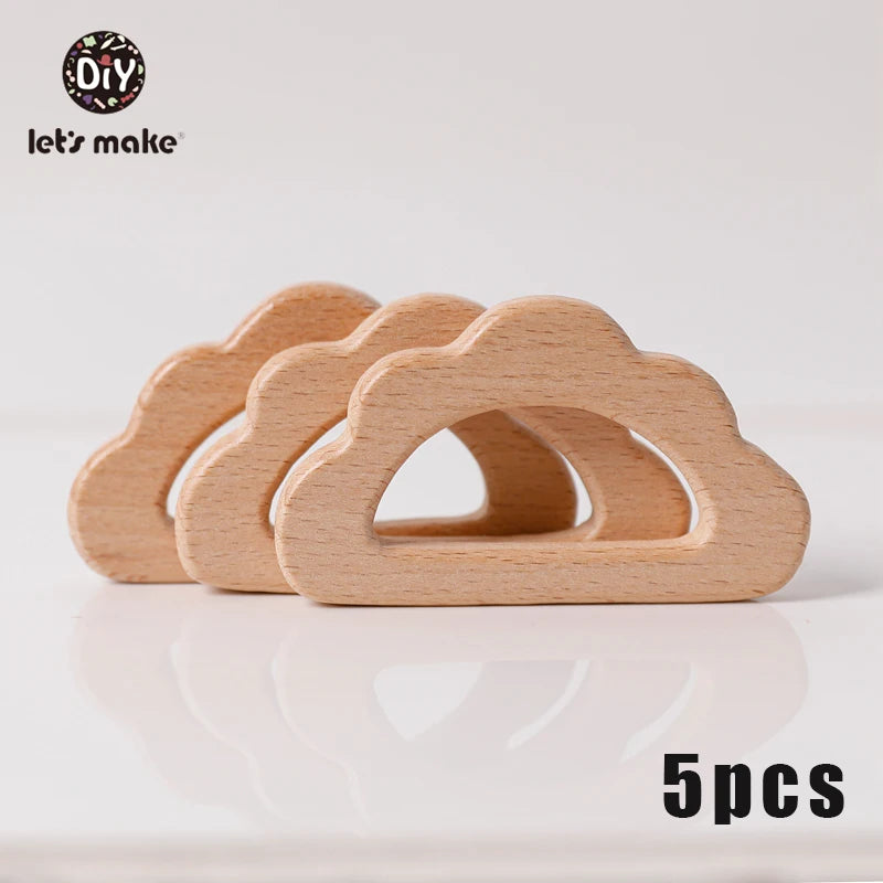 Hochet de dentition en bois de hêtre pour bébé
