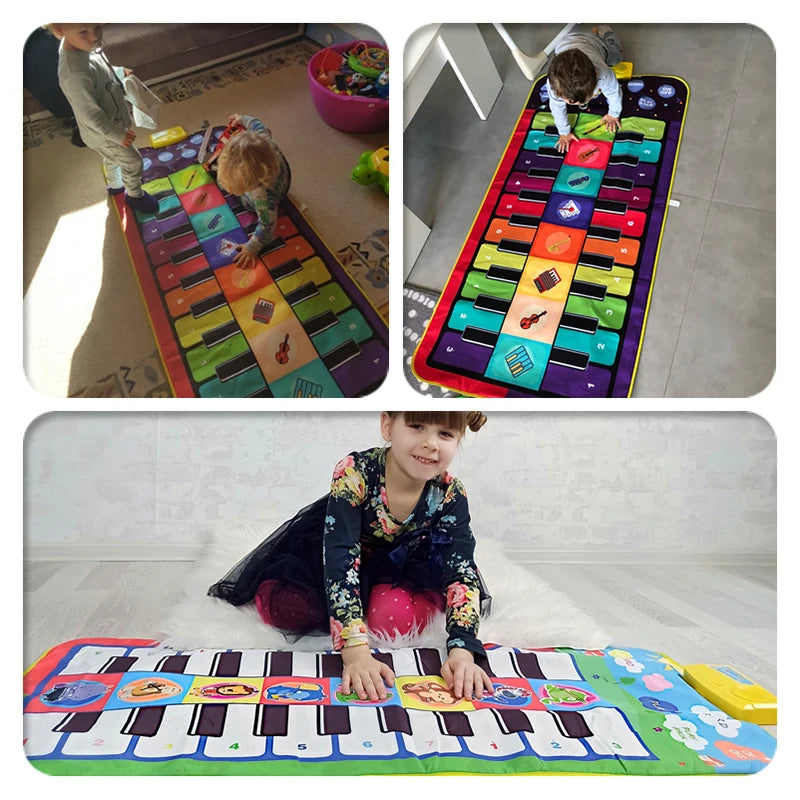 Tapis d’éveil musical rouge et vert multifonction pour enfants