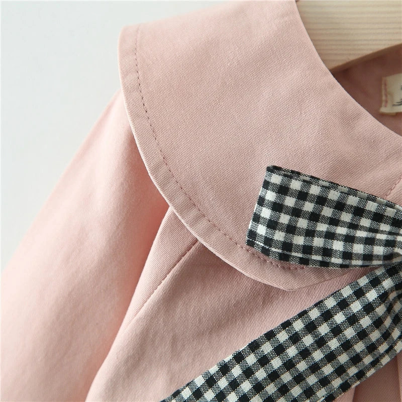 Manteau d’hiver avec nœud à carreau pour bébé