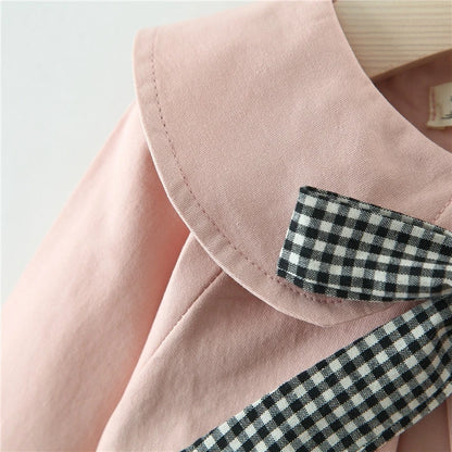 Manteau d’hiver avec nœud à carreau pour bébé