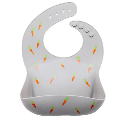 Bavoir en silicone imperméable avec imprimé de carottes pour bébé