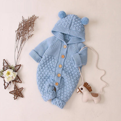 Combinaison tricotée capuche oreilles d’ours