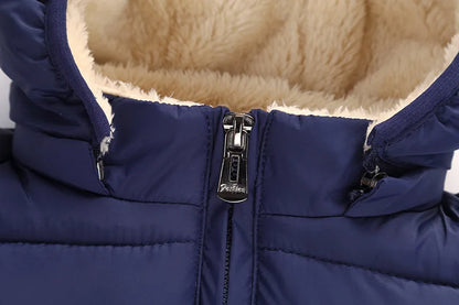 Doudoune bébé bleue foncée rembourrée avec velours intérieur